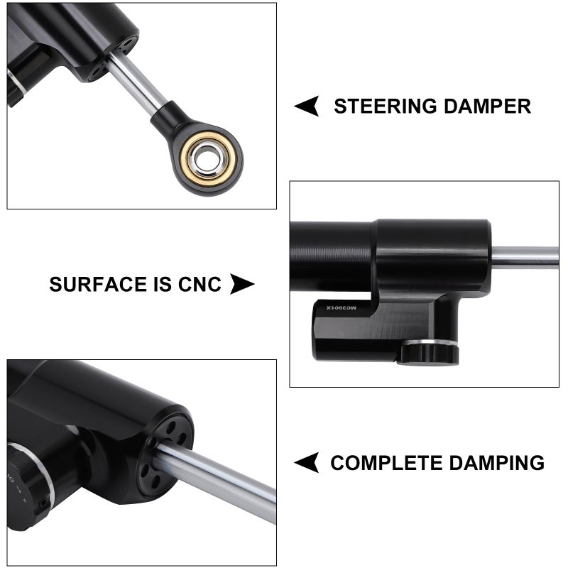 KIMISS Steering Damper With Bracket, Aluminum Universal Motorcycle Steering Damper Stabilizer Linear Reversed Safety Control - Image 2